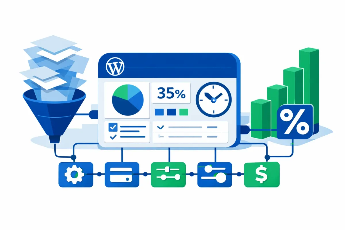 WordPress automation ROI framework visualization